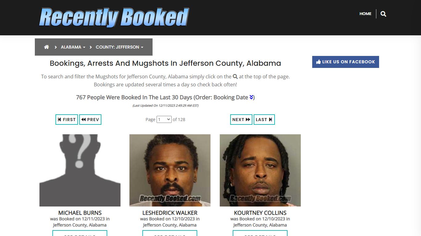 Bookings, Arrests and Mugshots in Jefferson County, Alabama