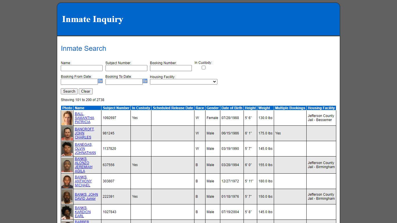 Inmate Search - Jefferson County Sheriff's Office